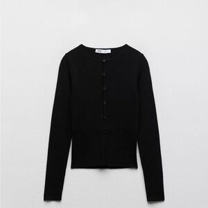 Zara Black Button-Up Cardigan
